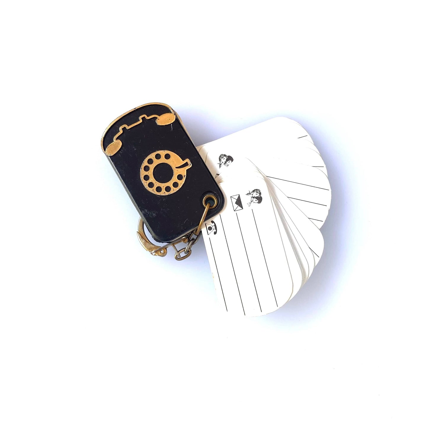 Vintage Telephone Book Keychain Key Ring Black Plastic