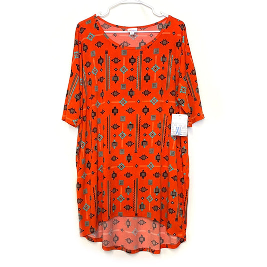 LuLaRoe | Irma Southwestern S/s Top | Color: Reddish Orange | Size: XL | NWT
