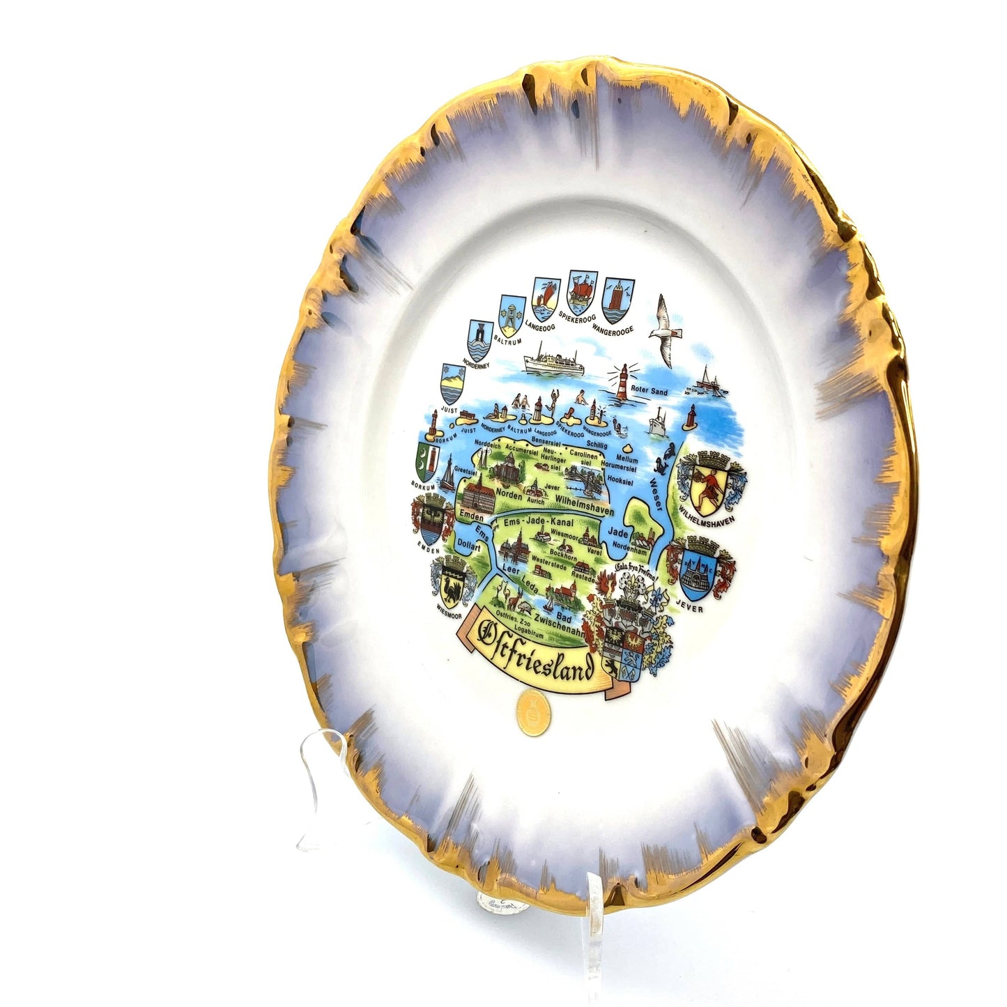 Oftfriesland Collectible Souvenir Collectible Plate, White - 6” Pre-Owned
