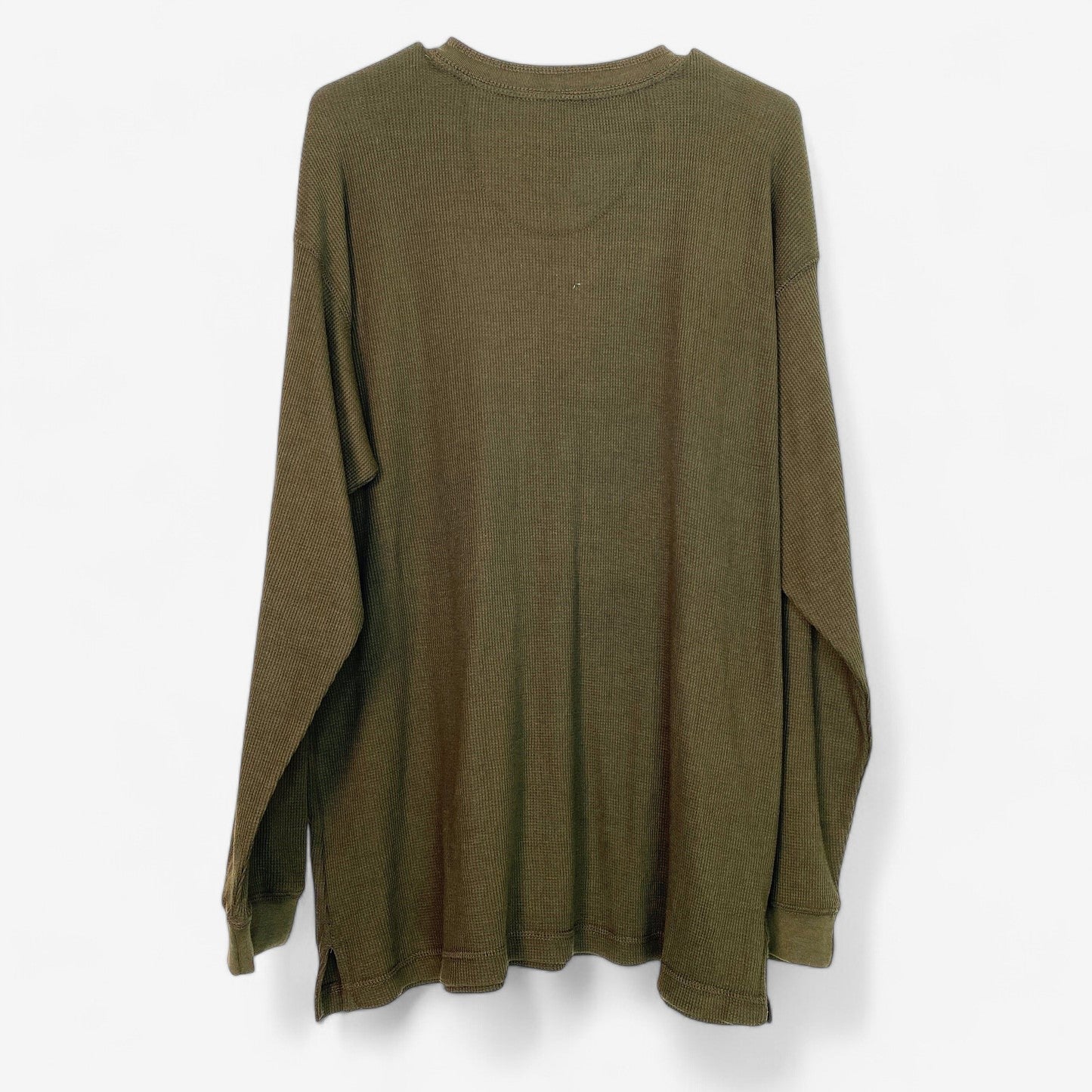 NorthPoint Men's Green Waffle Weave Henley T-Shirt - Long Sleeve - Size L - New