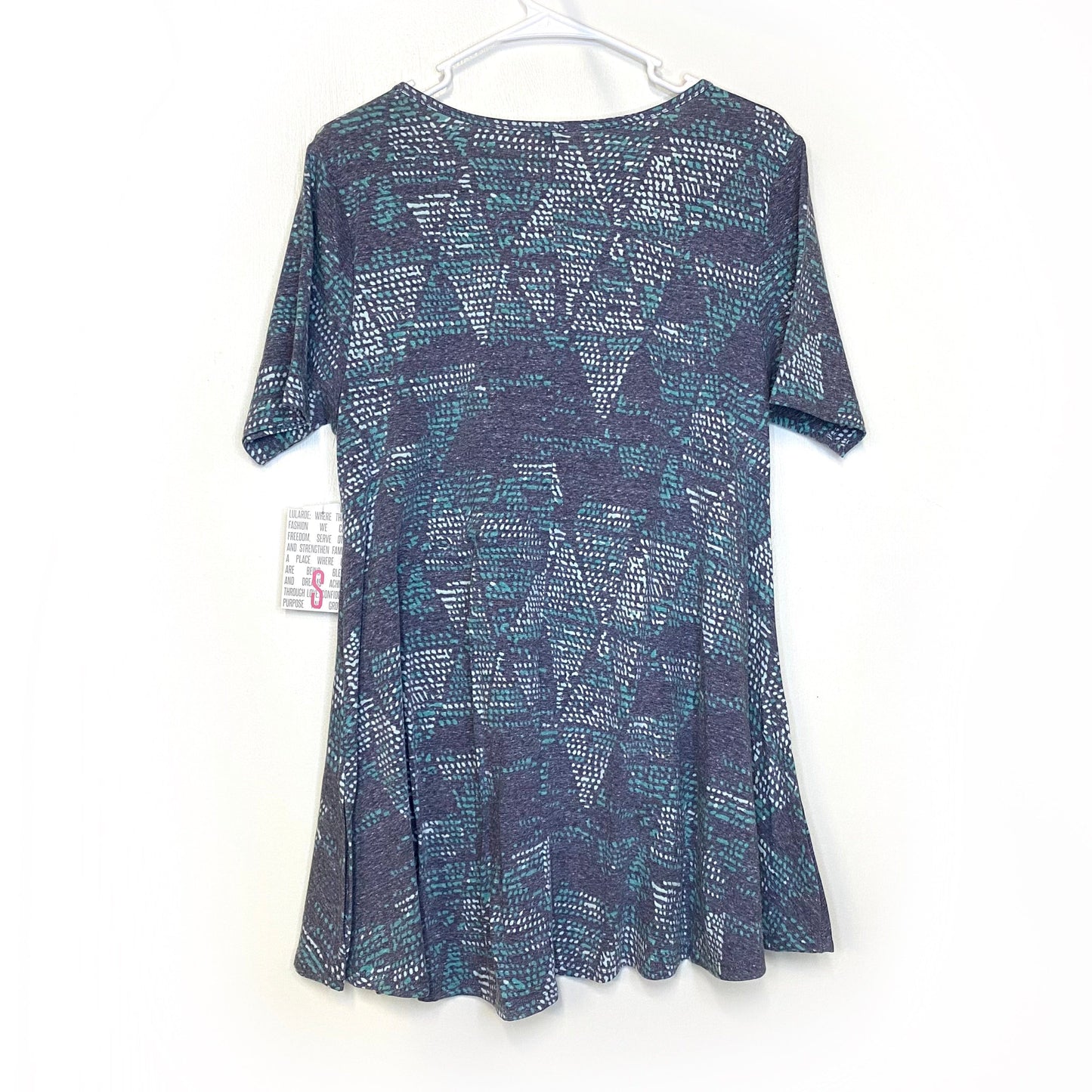 LuLaRoe Womens S Heather Gray Abstract Perfect T Swing Top S/s NWT