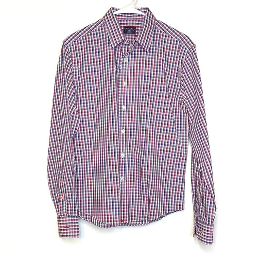 Men's Dress Shirt - Size S - Red/White/Blue Plaid - Long Sleeve Button-Up