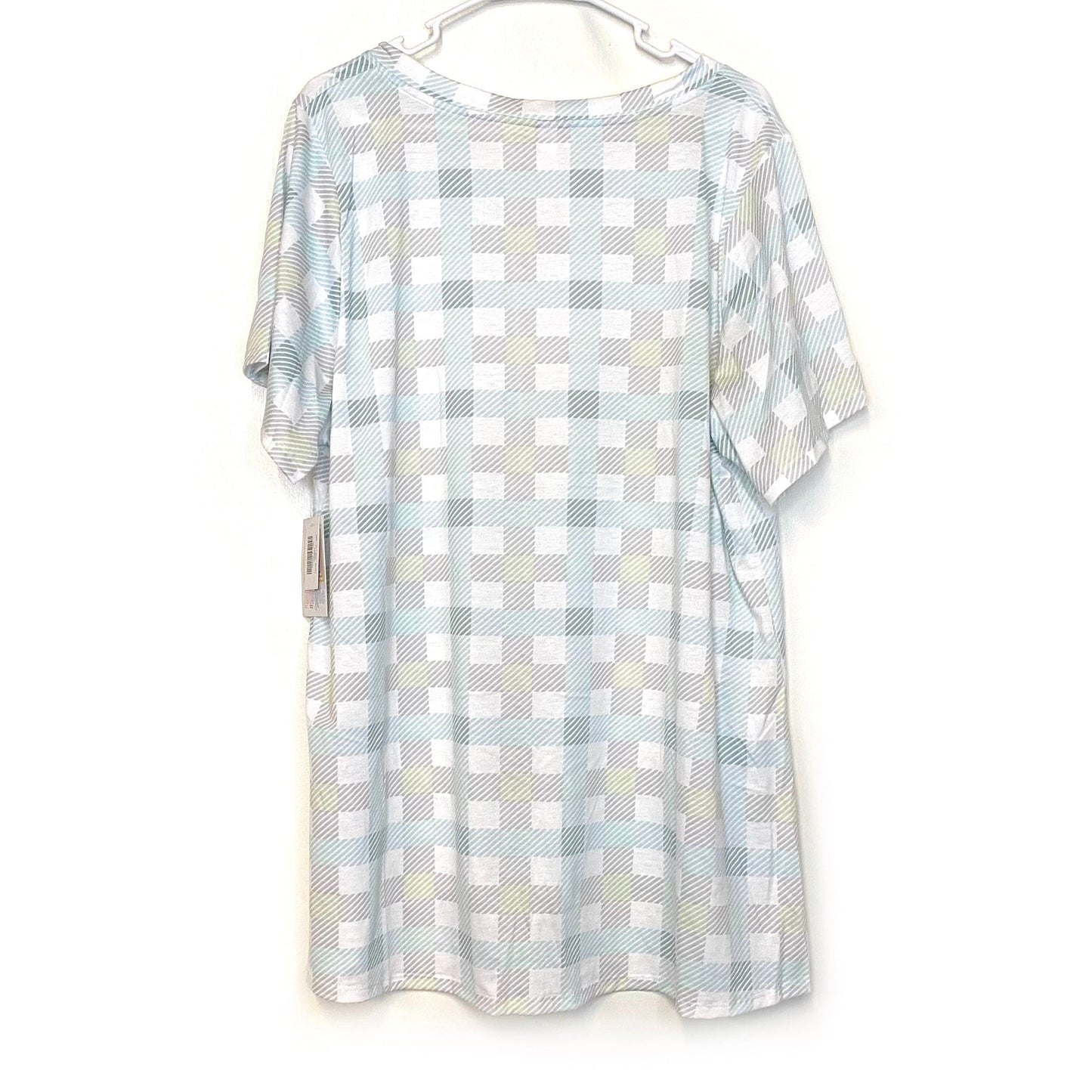 LuLaRoe | Christy Plaid S/s Top | Color: Gray/Blue Multicolor | Size: 3XL | NWT