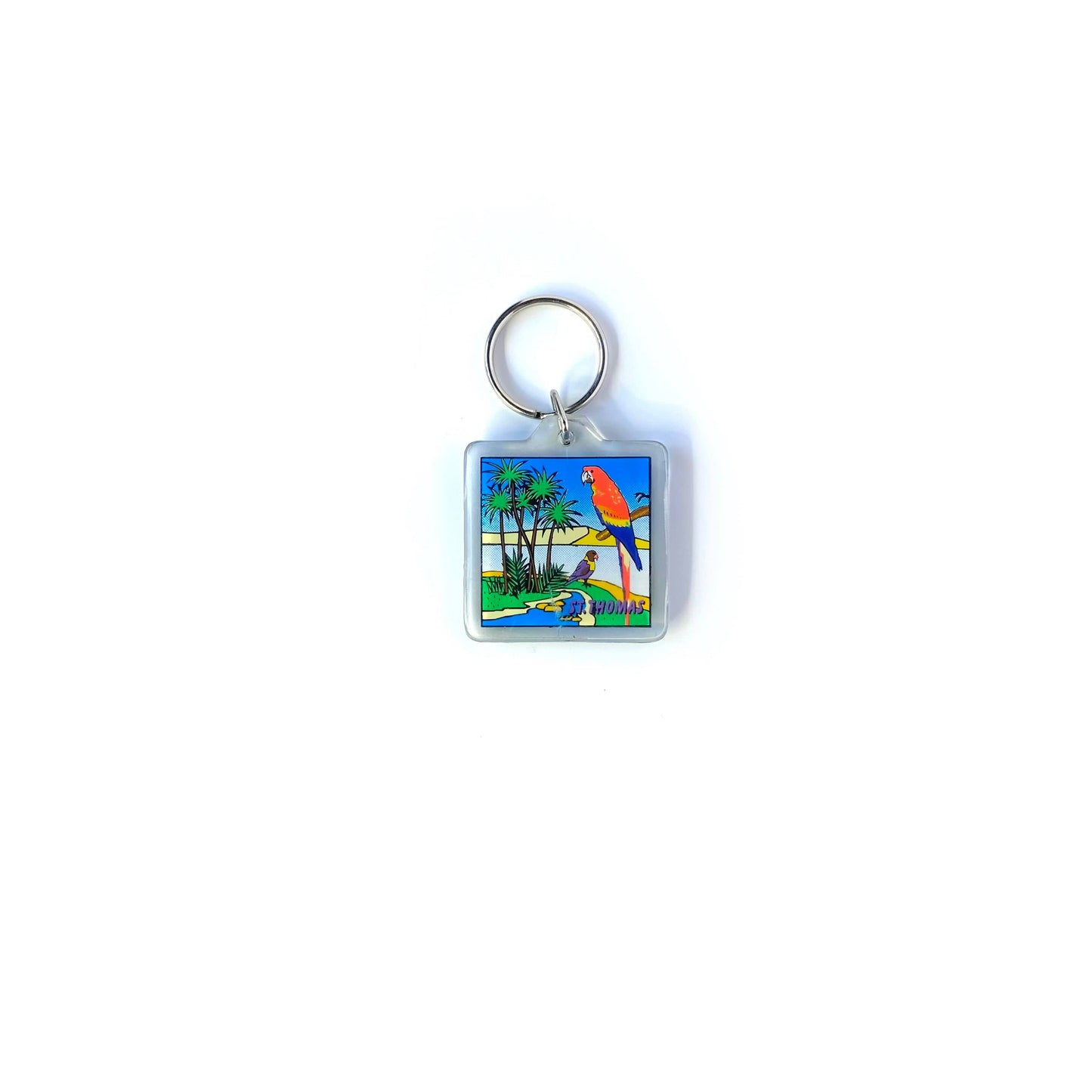 St. Thomas VI Travel Souvenir Keychain Key Ring Square Clear Acrylic