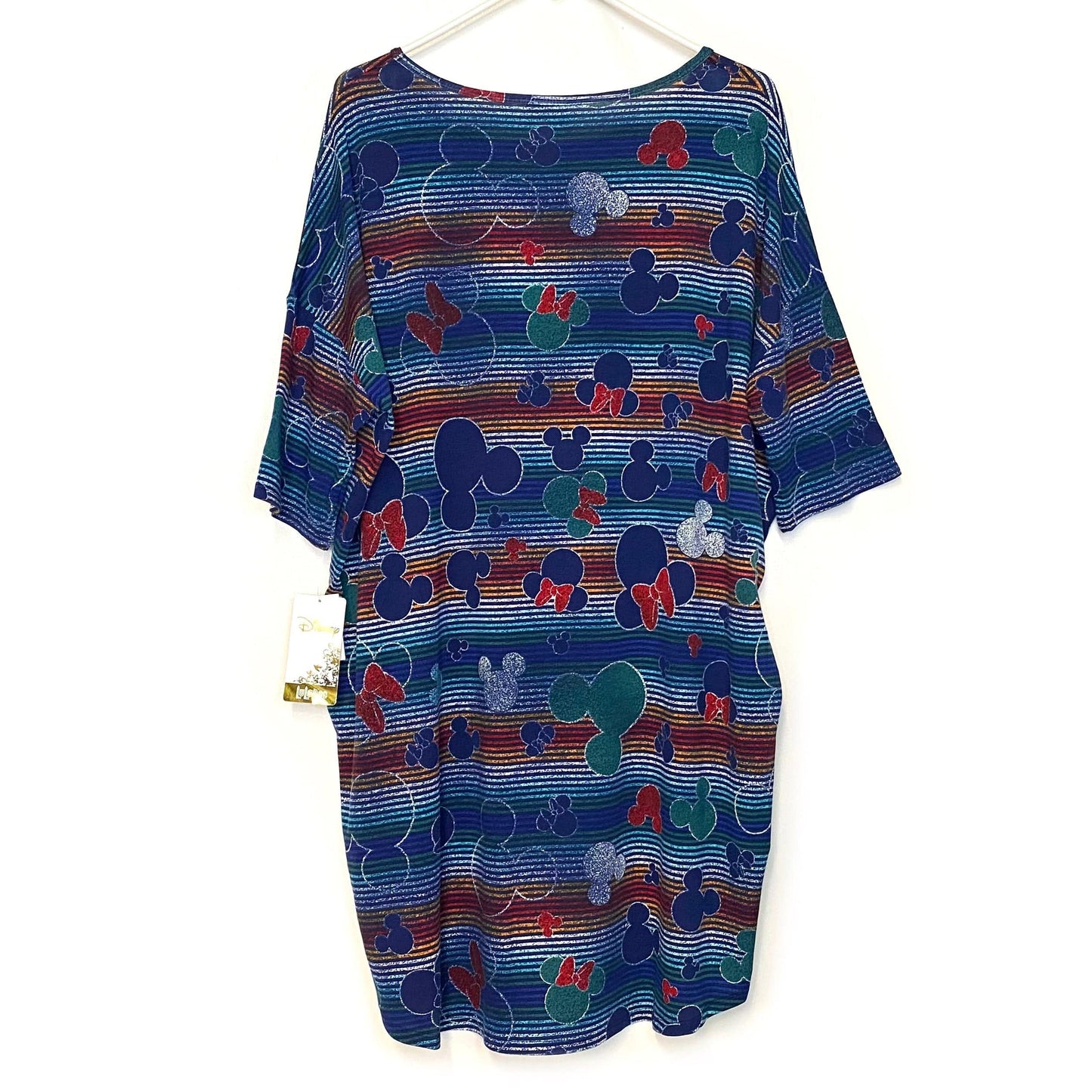 LuLaRoe | Irma Striped S/s Tunic Top | Design: Minnie Mouse Multicolor | Size: XL | UNICORN | NWT