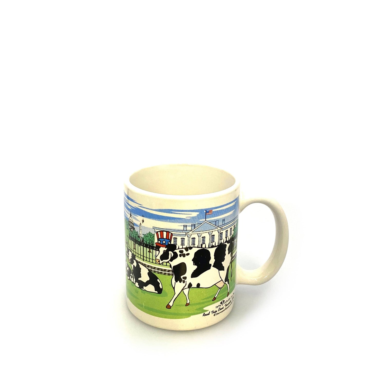 Road Trip Cows Travelin’ East White Ceramic Coffee Cup 12 Fl Oz