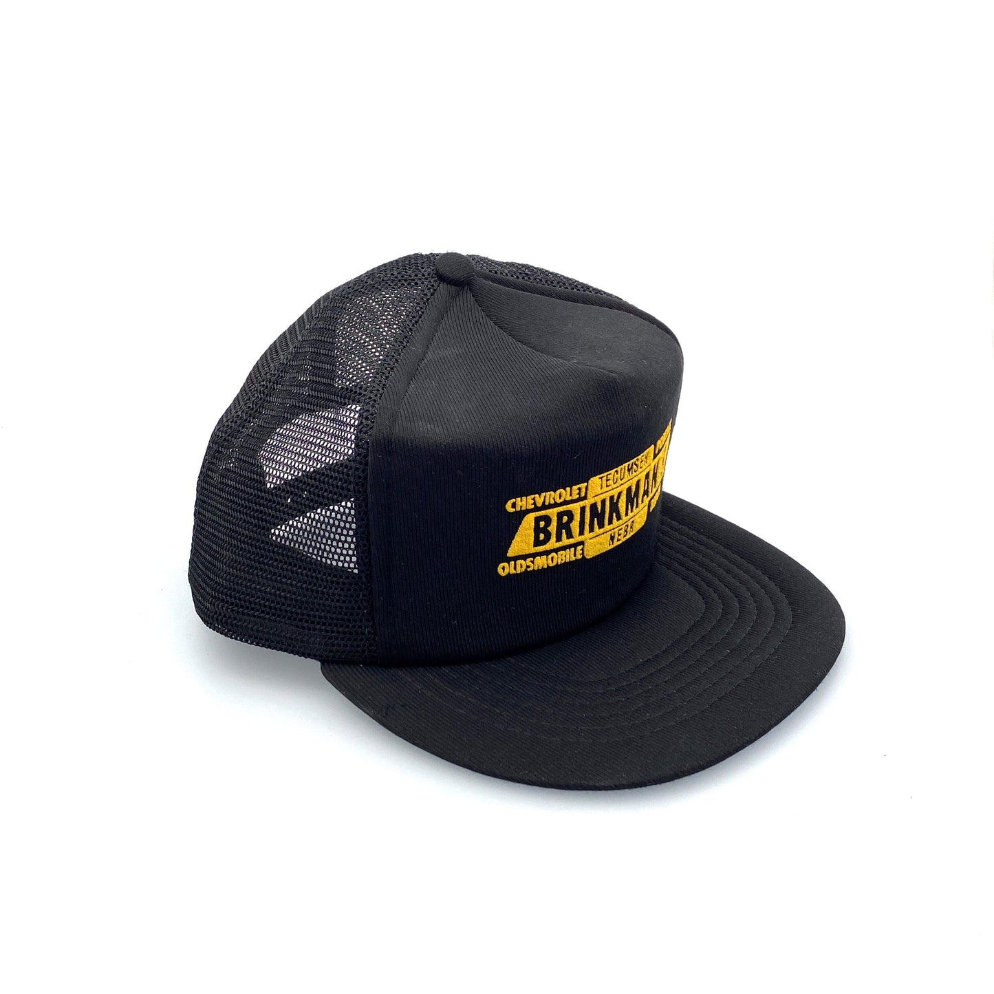 Vintage Brinkman’s Chevrolet Pontiac Black Foam Mesh Trucker Hat SnapBack OS Oldsmobile Buick