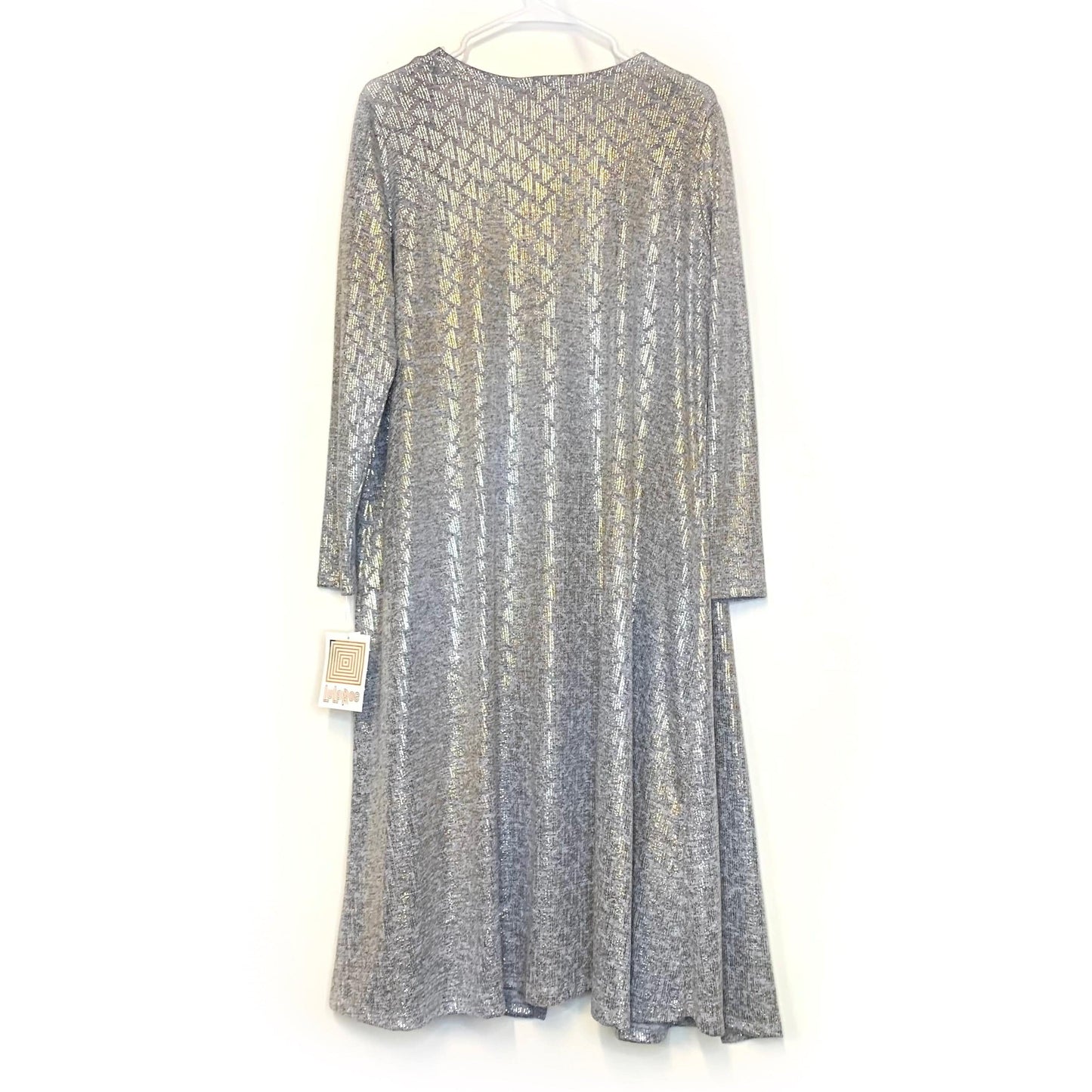 LuLaRoe Womens M ELEGANT Silver/Gray Sarah Geometric Cardigan L/s NWT