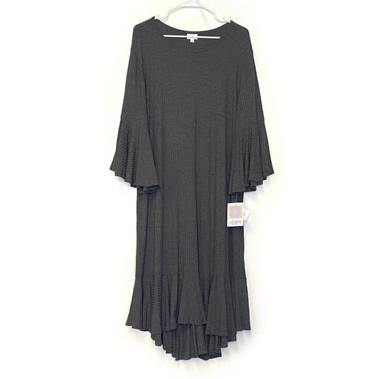 LuLaRoe | Pebble Gray Maurine Ribbed Hi-Lo Dress | Size: 3XL | ¾ Bell Sleeves | NWT