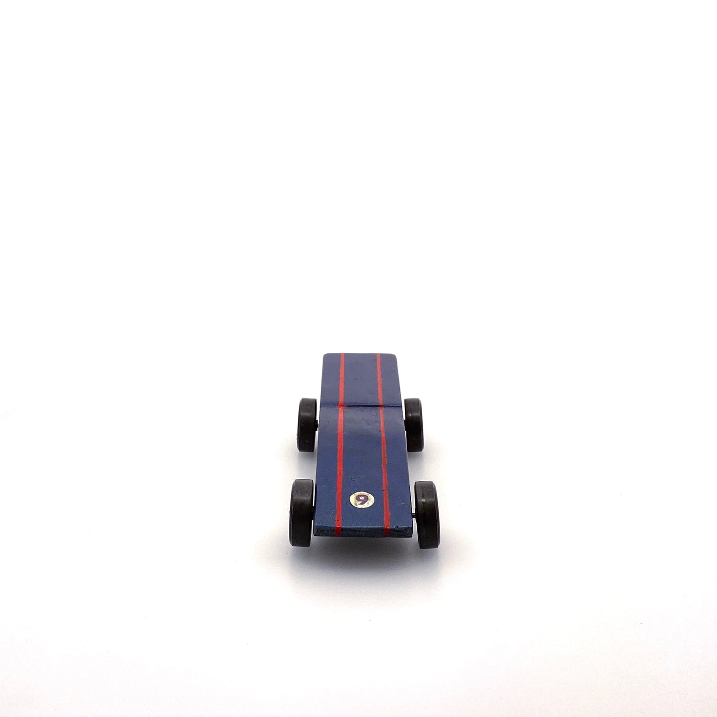 Vintage Pinewood Derby Car Wood Blue Red Stripes Pre-Owned