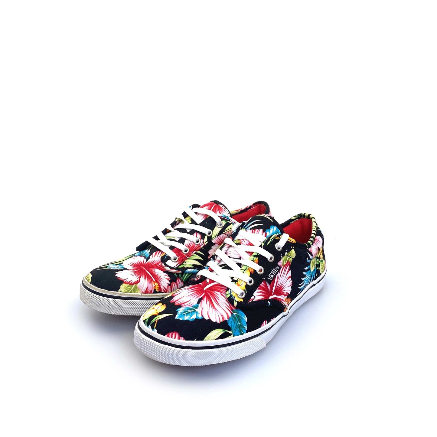 Vans Womens Classic Sneakers, Size 6, Black Hawaiian Floral Lace Up Shoes NEW