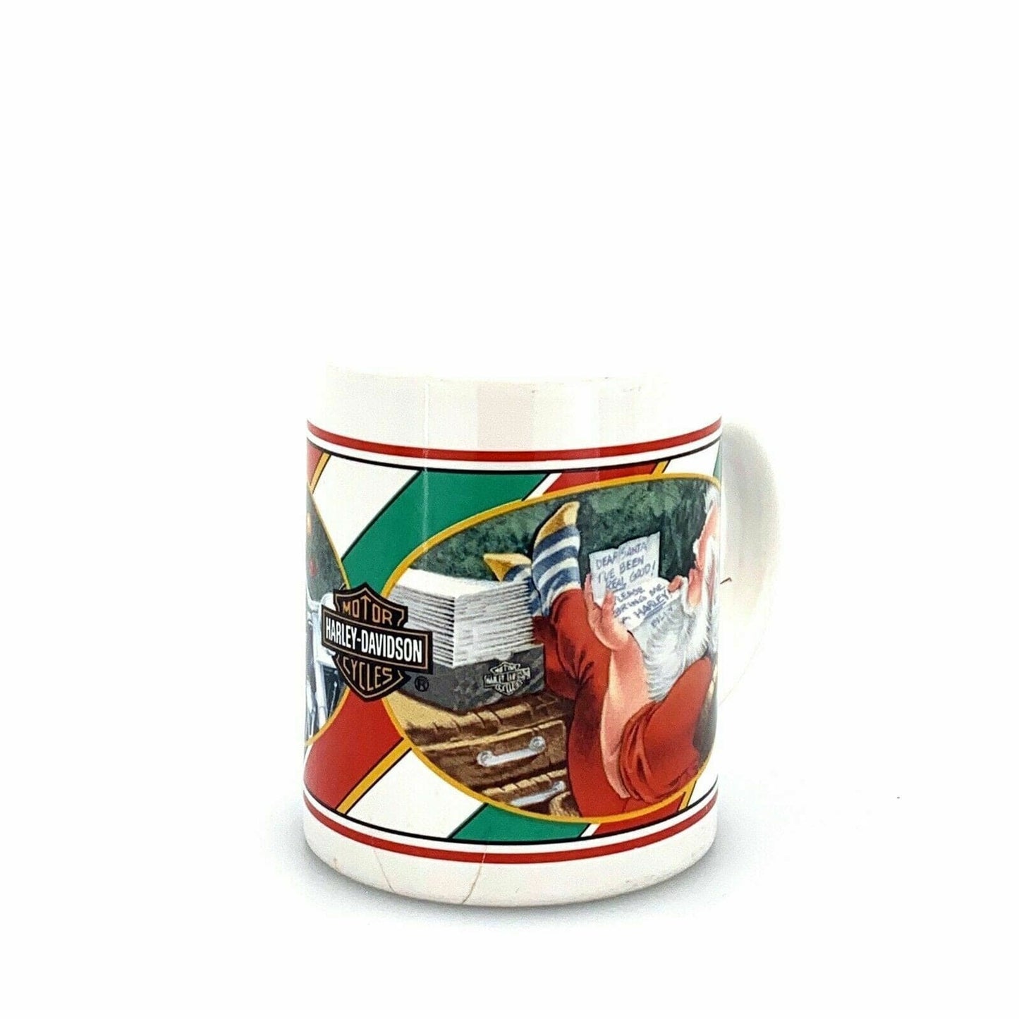 Harley Davidson Christmas Santa Claus Motorcycle Ceramic 14 oz Coffee Mug 1997