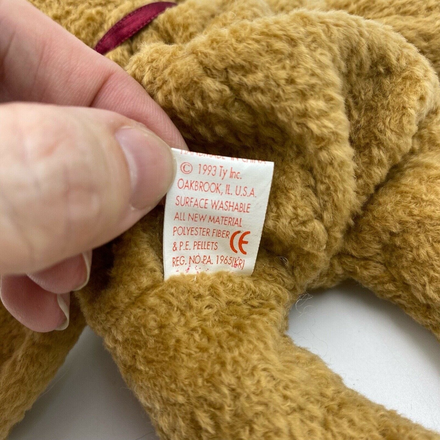 Ty Original Beanie Babies “Curly” The Bear 1993 W/ Brown Nose Tag Errors