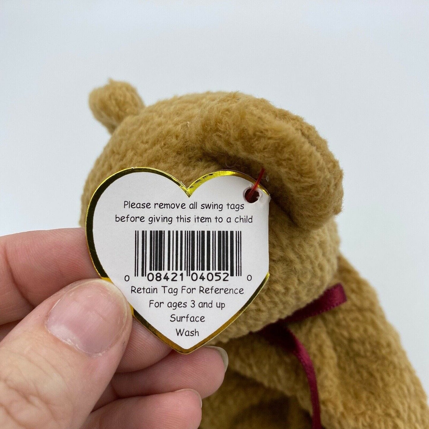 Ty Original Beanie Babies “Curly” The Bear 1993 W/ Brown Nose Tag Errors