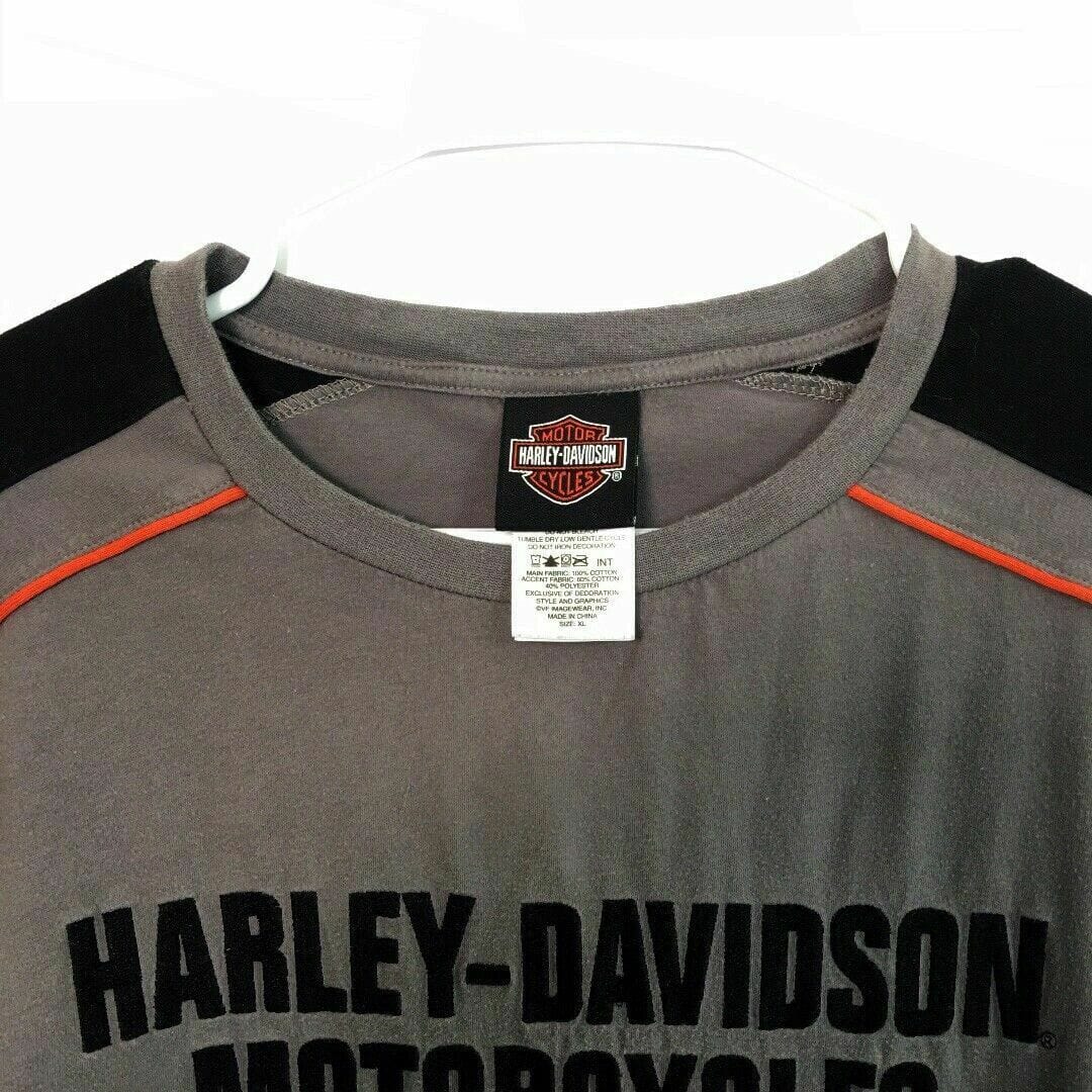 Harley-Davidson Men's Gray/Black Long Sleeve Colorblock T-Shirt - Size XL - Pre-Owned