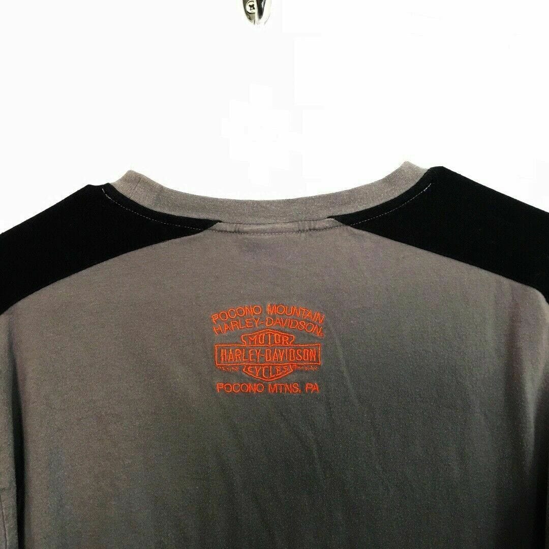 Harley-Davidson Men's Gray/Black Long Sleeve Colorblock T-Shirt - Size XL - Pre-Owned
