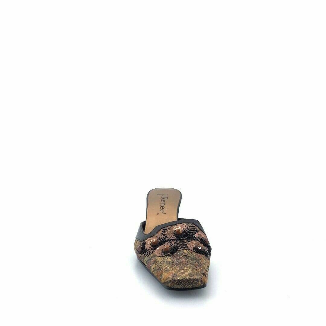 J Renee Womens Lucetta Size 9N Dark Brown Sequined Paisley Heels Dress Pumps