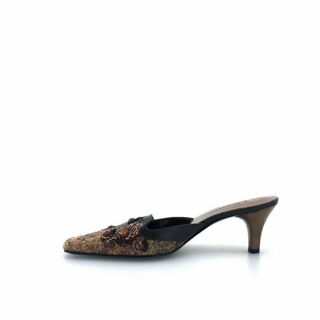 J Renee Womens Lucetta Size 9N Dark Brown Sequined Paisley Heels Dress Pumps