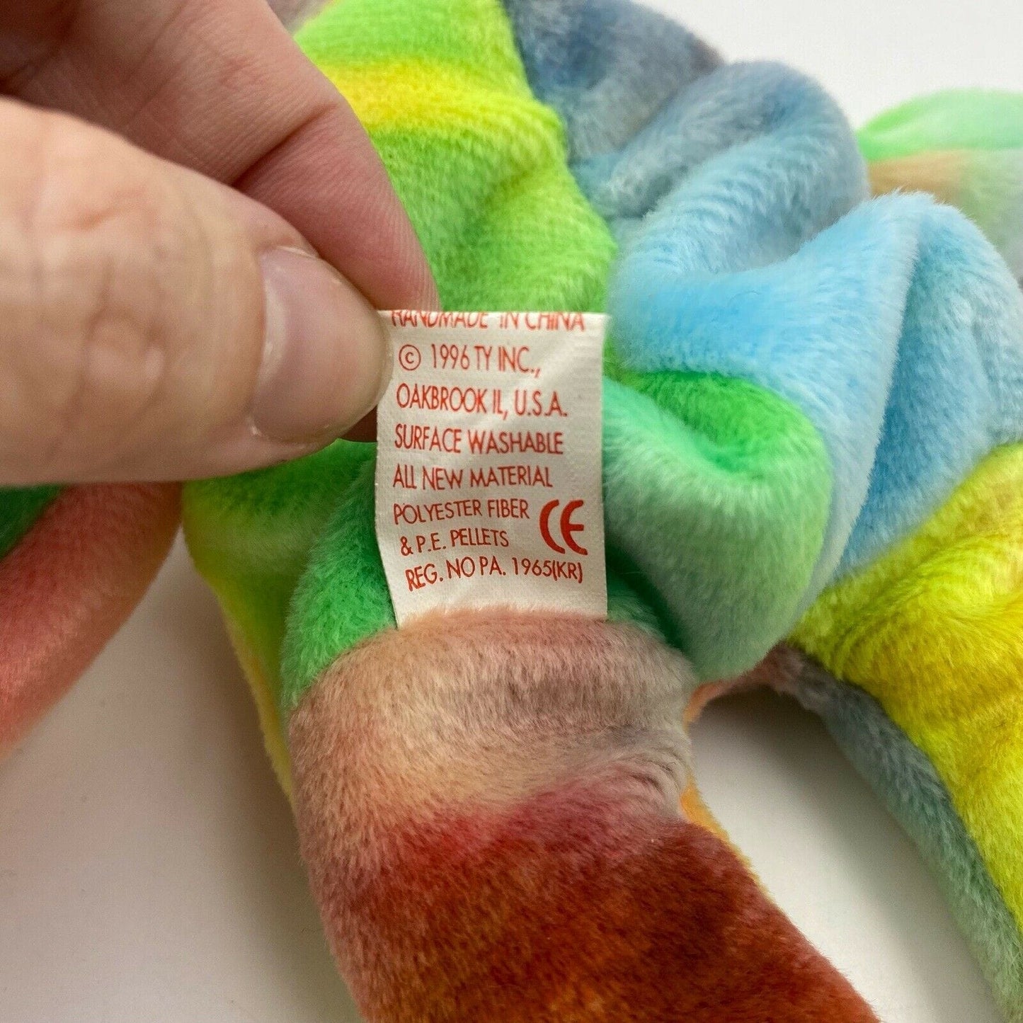 Ty Original Beanie Babies “Peace” Neon Tie Dye 1996 MINT Condition - Tag Errors