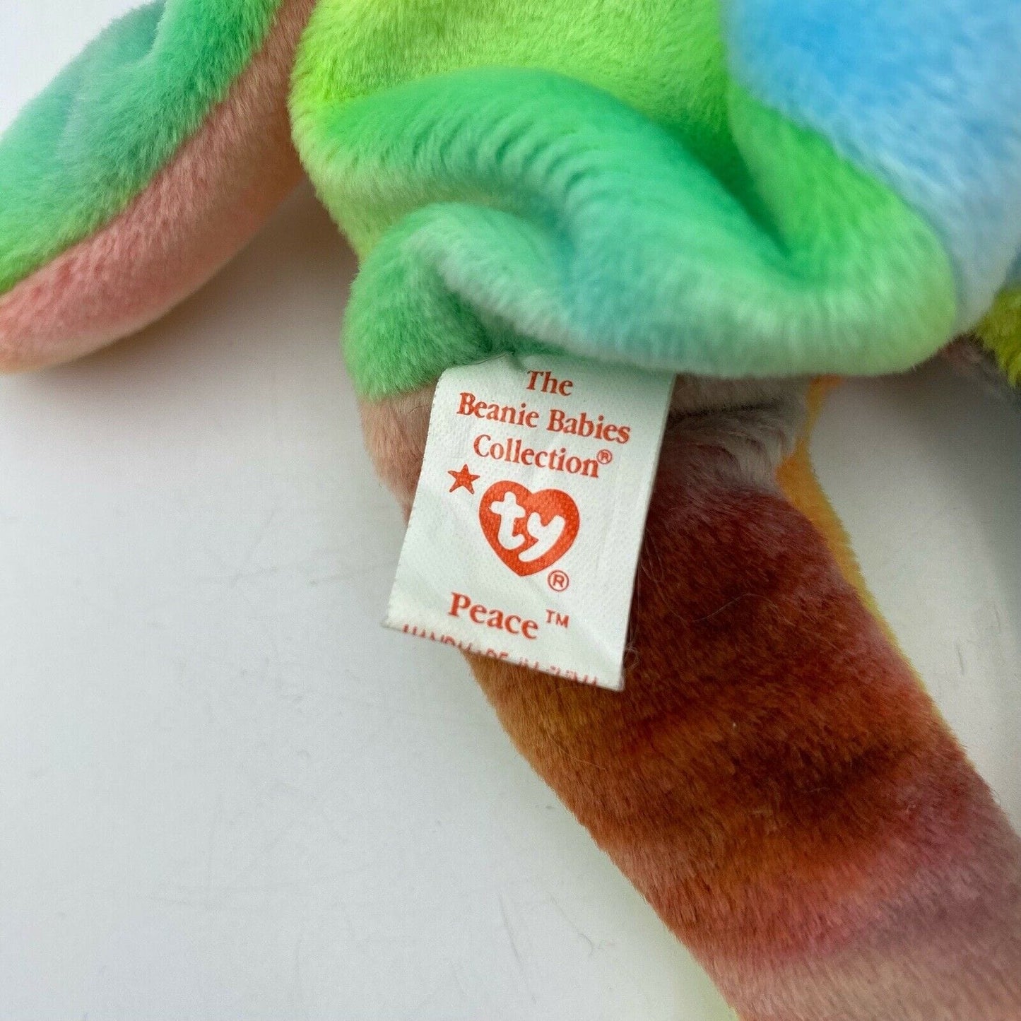 Ty Original Beanie Babies “Peace” Neon Tie Dye 1996 MINT Condition - Tag Errors