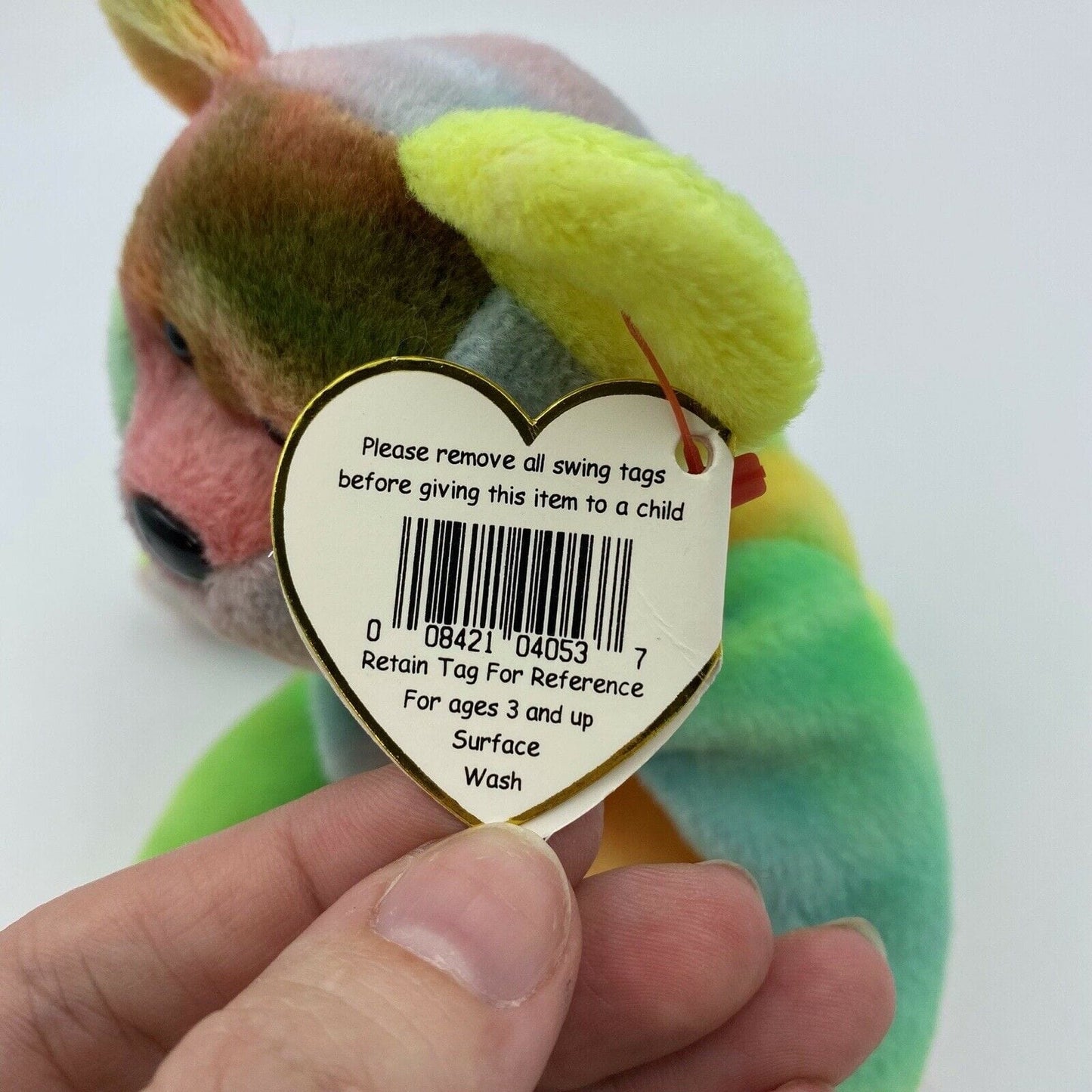 Ty Original Beanie Babies “Peace” Neon Tie Dye 1996 MINT Condition - Tag Errors