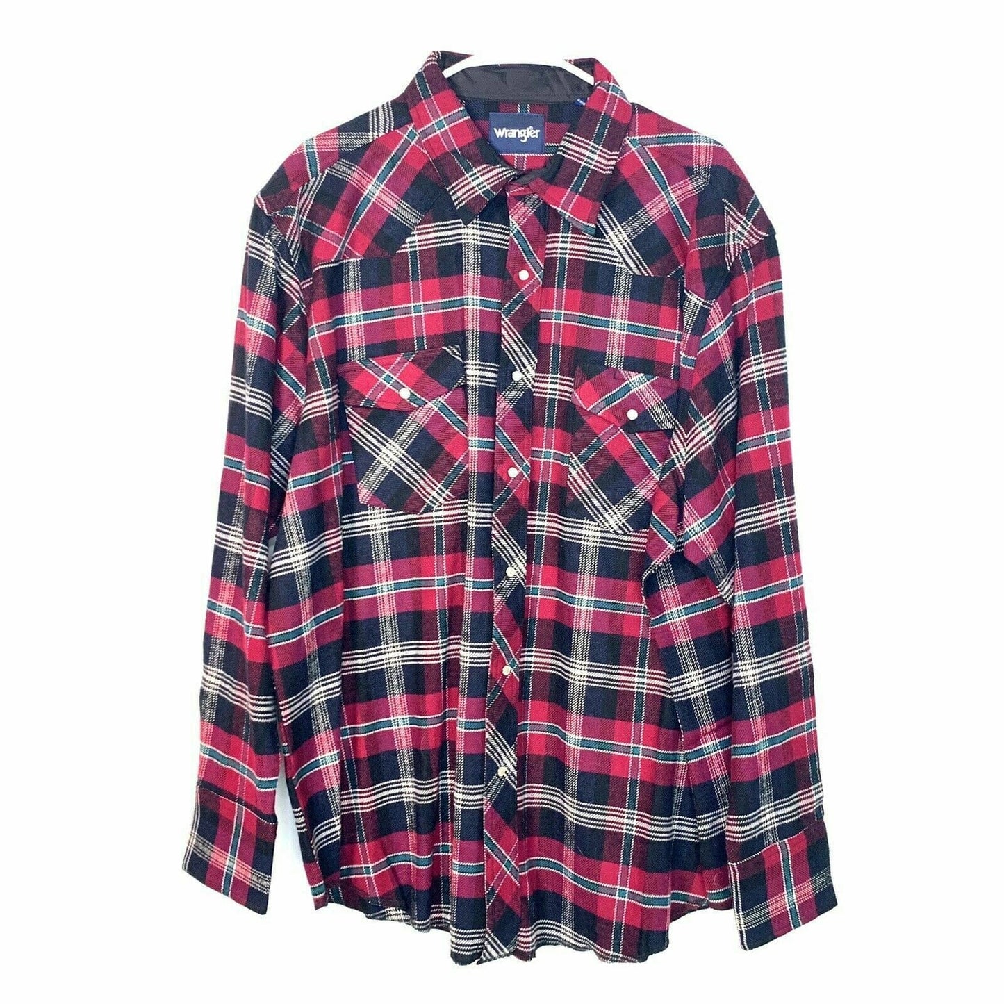 Wrangler Mens Size XXL Red Plaid Western Flannel Shirt Snap Up Big Tall