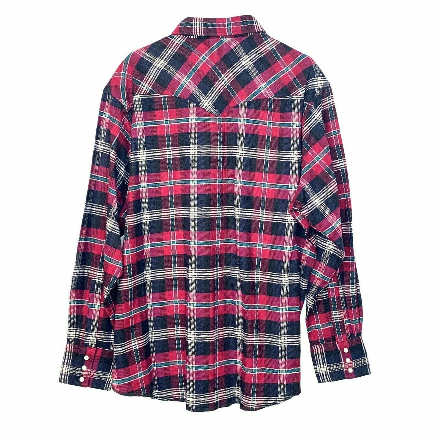 Wrangler Mens Size XXL Red Plaid Western Flannel Shirt Snap Up Big Tall