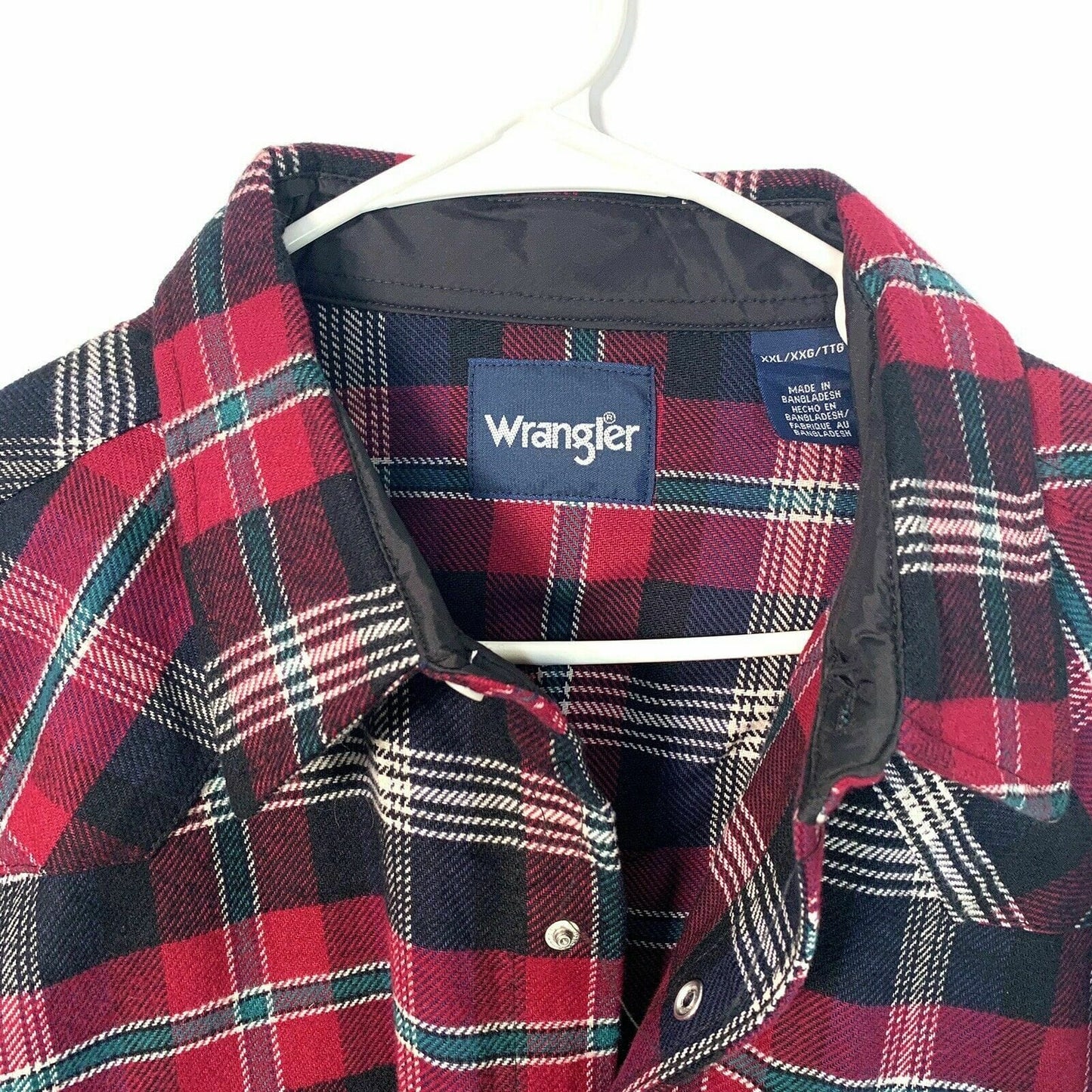Wrangler Mens Size XXL Red Plaid Western Flannel Shirt Snap Up Big Tall