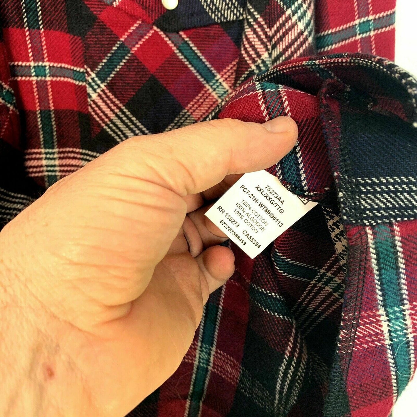 Wrangler Mens Size XXL Red Plaid Western Flannel Shirt Snap Up Big Tall