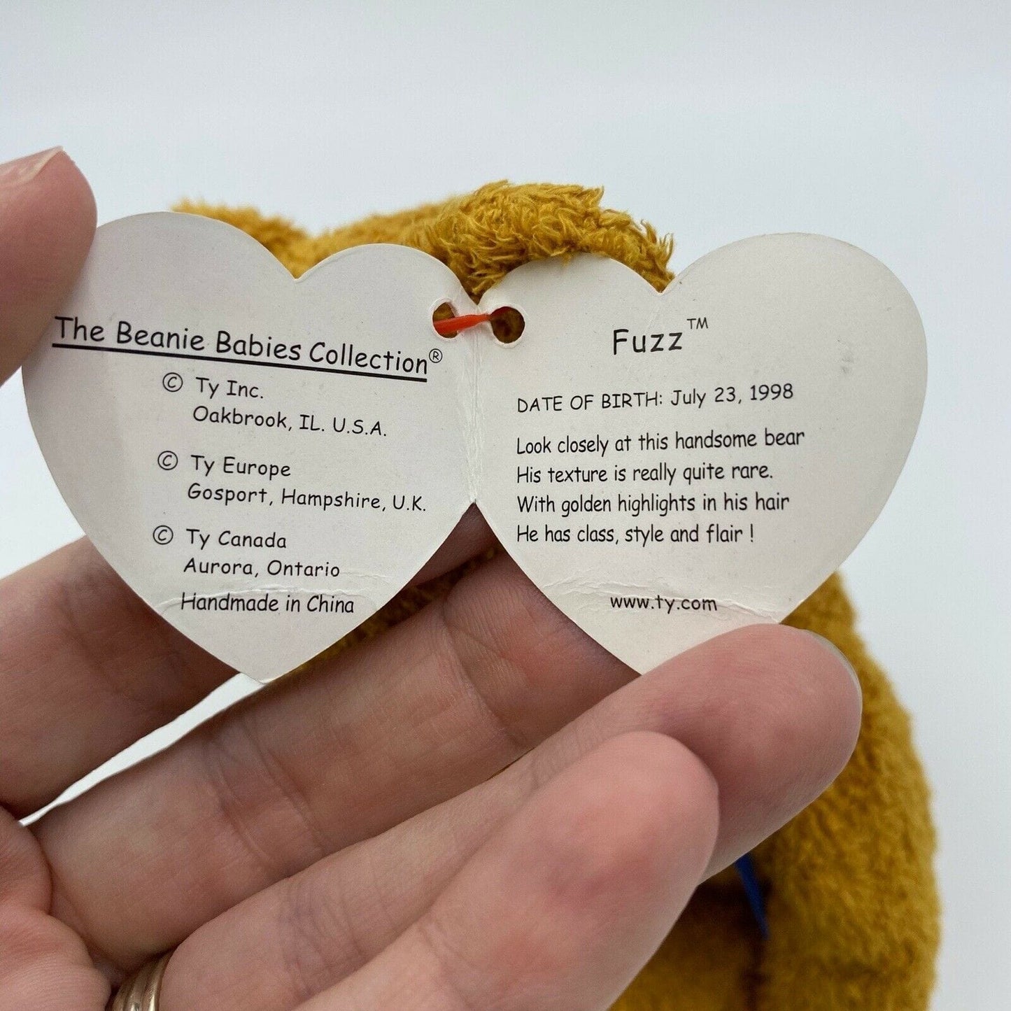 Ty Original Beanie Babies “Fuzz” The Bear 1999 EXCELLENT Condition - Tag Errors