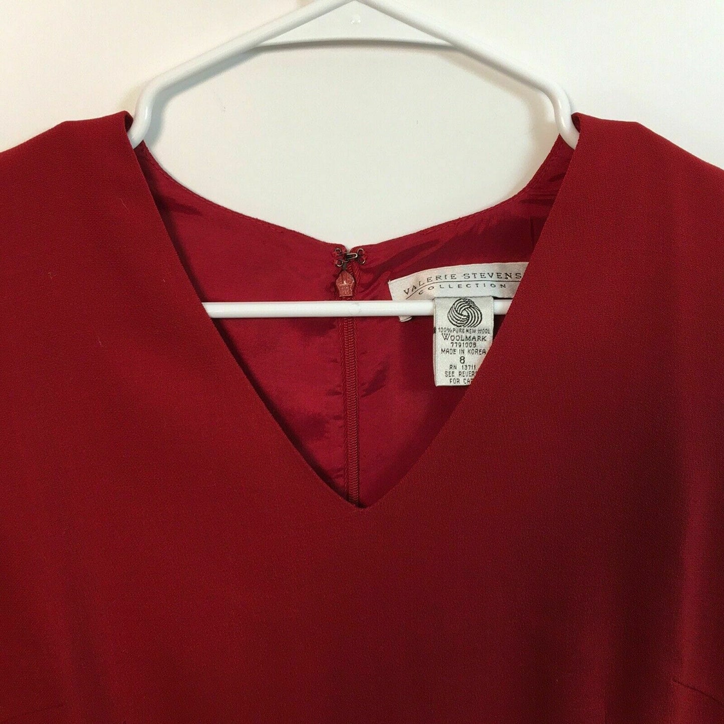 Valerie Stevens Women's Red Sleeveless Pure Wool Bodycon Dress - Size 8