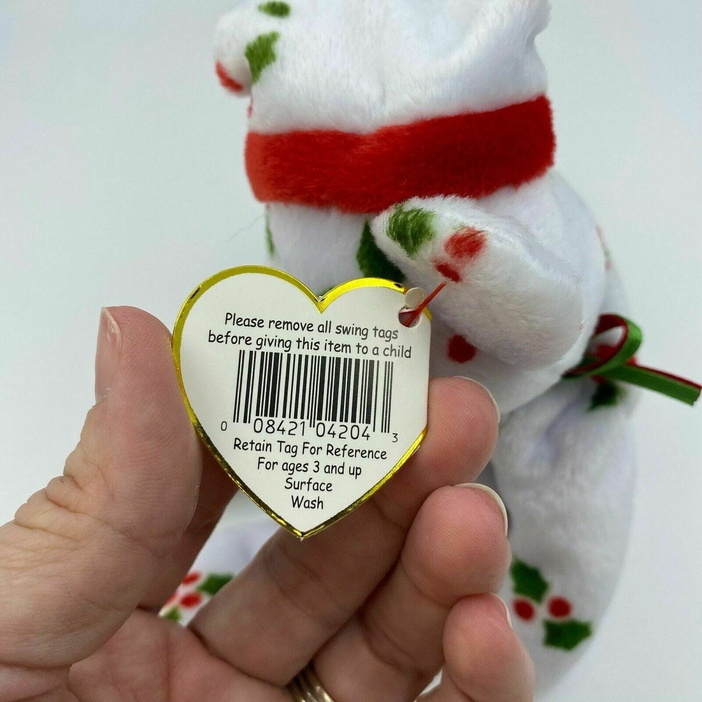 Ty Original Beanie Babies 1998 Holiday Teddy Excellent Condition With Tag Errors