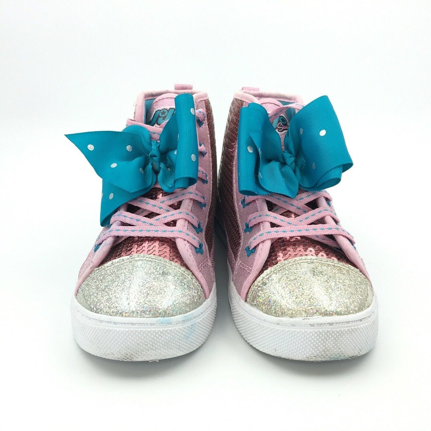 JoJo Siwa Youth Pink Glitter Bow High Top Shoes - Size 3, Girls, Excellent Used Condition