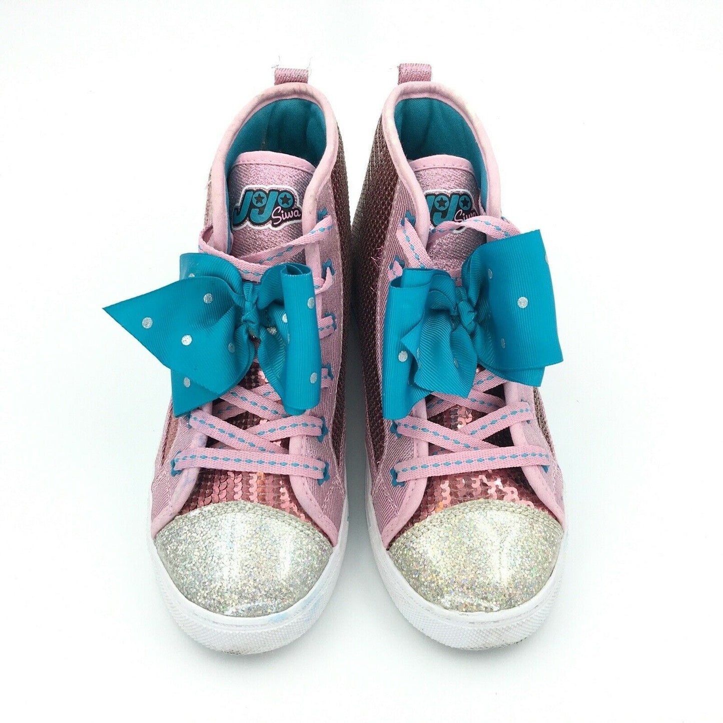 JoJo Siwa Youth Pink Glitter Bow High Top Shoes - Size 3, Girls, Excellent Used Condition