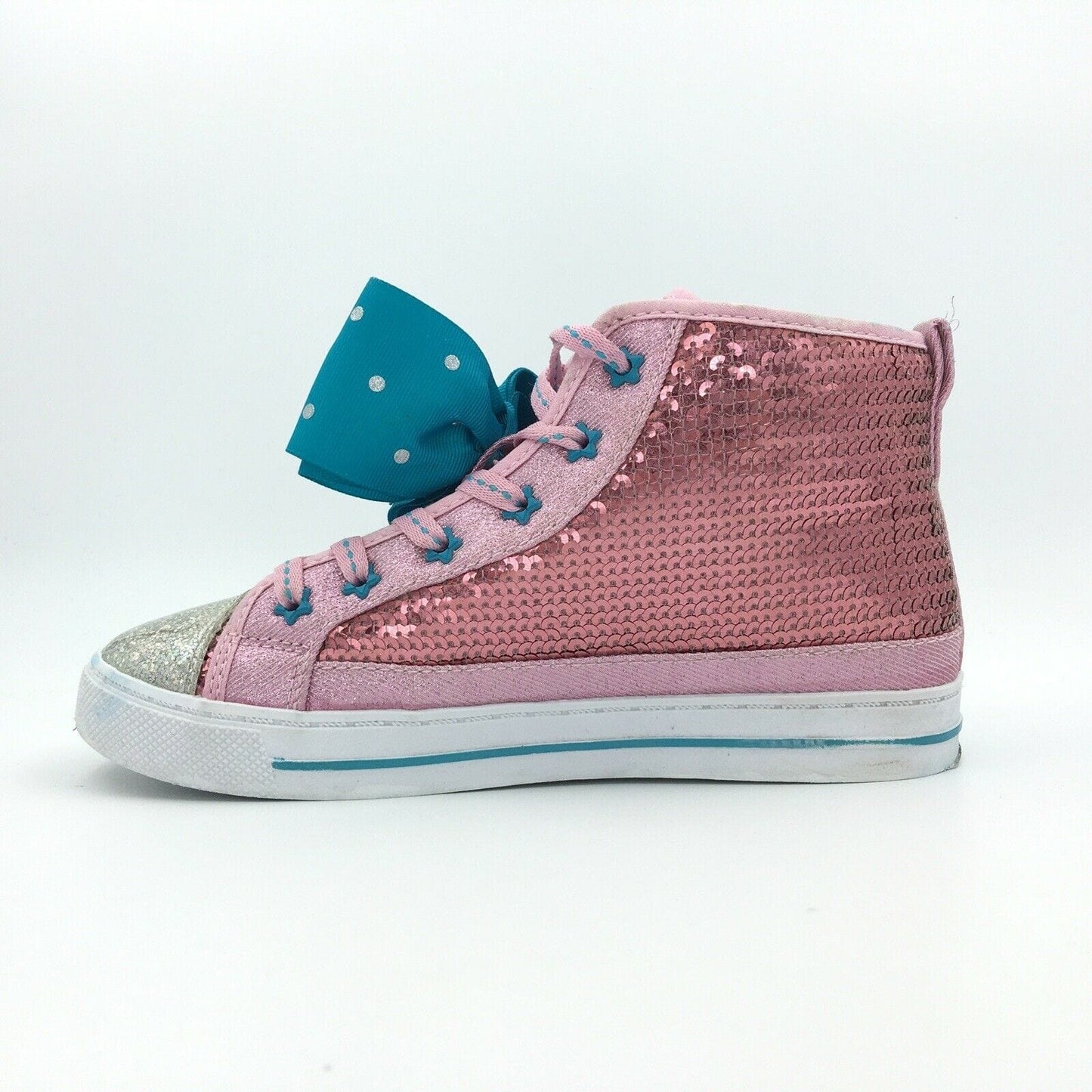 JoJo Siwa Youth Pink Glitter Bow High Top Shoes - Size 3, Girls, Excellent Used Condition