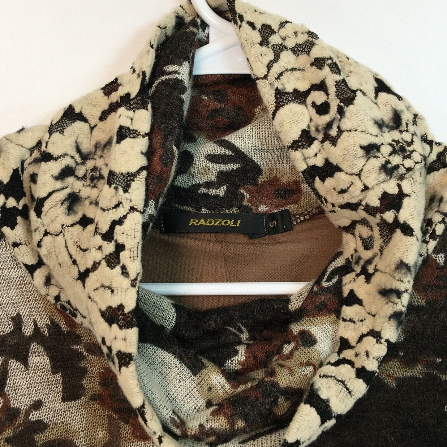 Radzoli Women's Beige Patchwork Turtleneck Tunic Top - Size Small