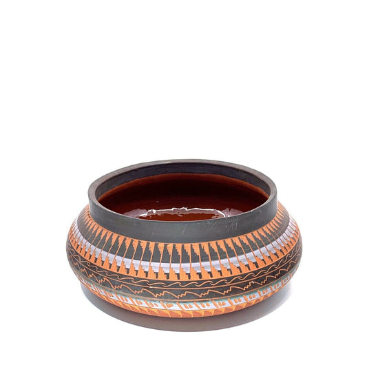 Native Navajo Pottery Anna Tsosie Signed Bowl Terra Cotta Hand Etched - Large 9”