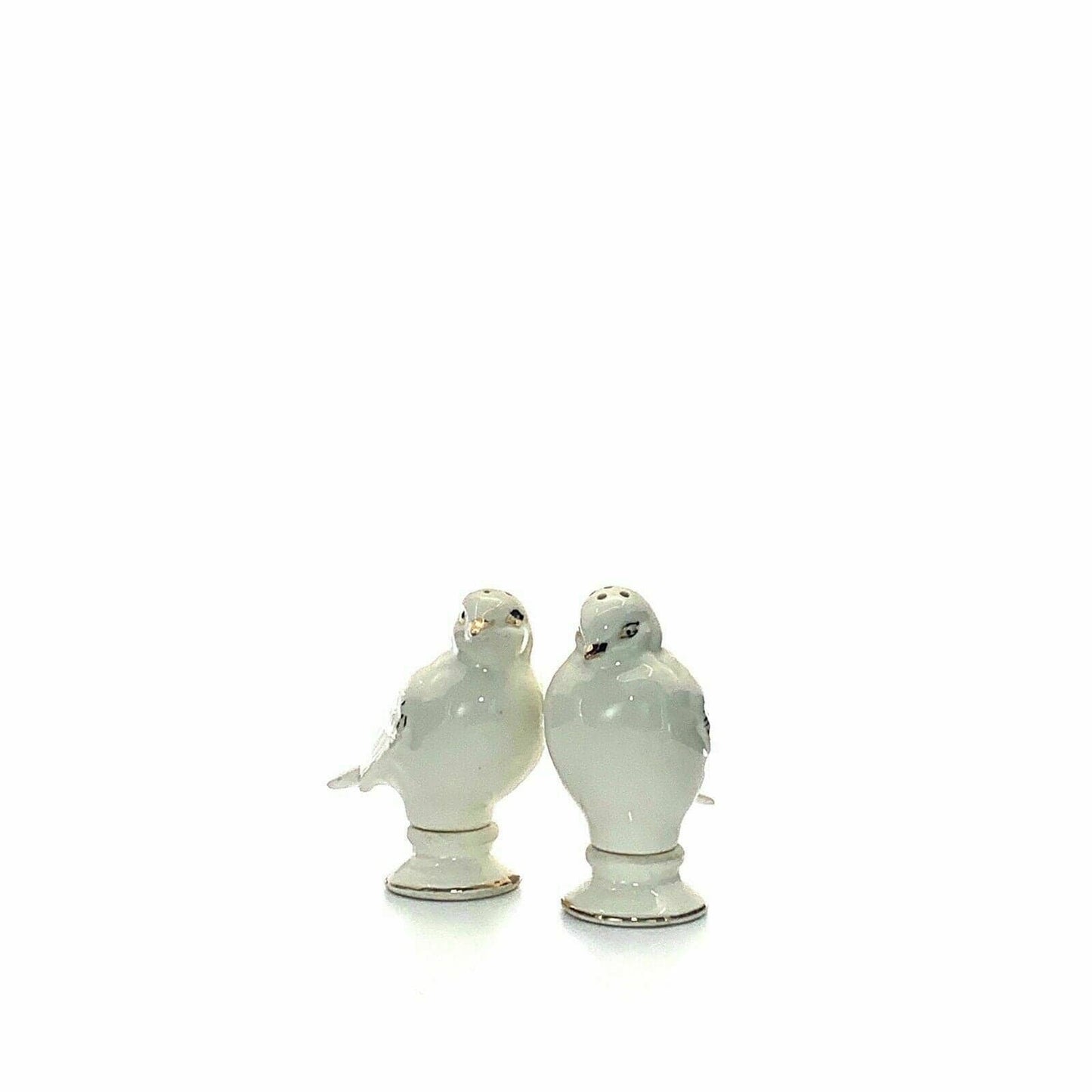 Vintage Goldcastle Ivory Songbird Salt & Pepper Shakers Set Gold Accents
