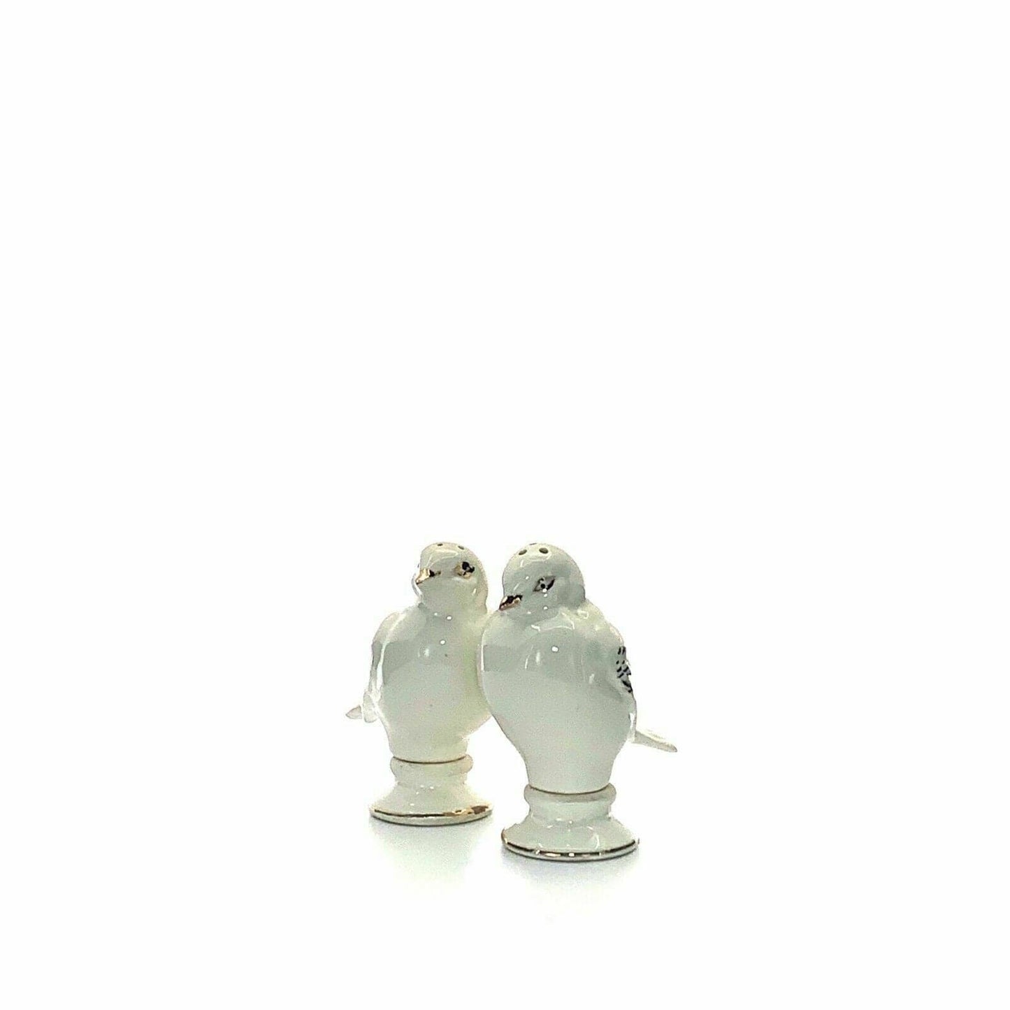 Vintage Goldcastle Ivory Songbird Salt & Pepper Shakers Set Gold Accents
