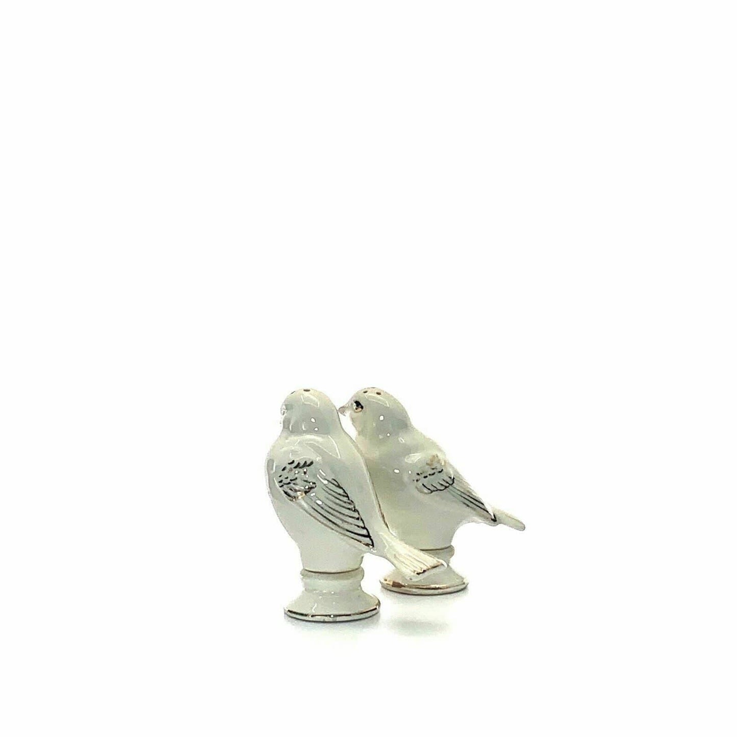Vintage Goldcastle Ivory Songbird Salt & Pepper Shakers Set Gold Accents