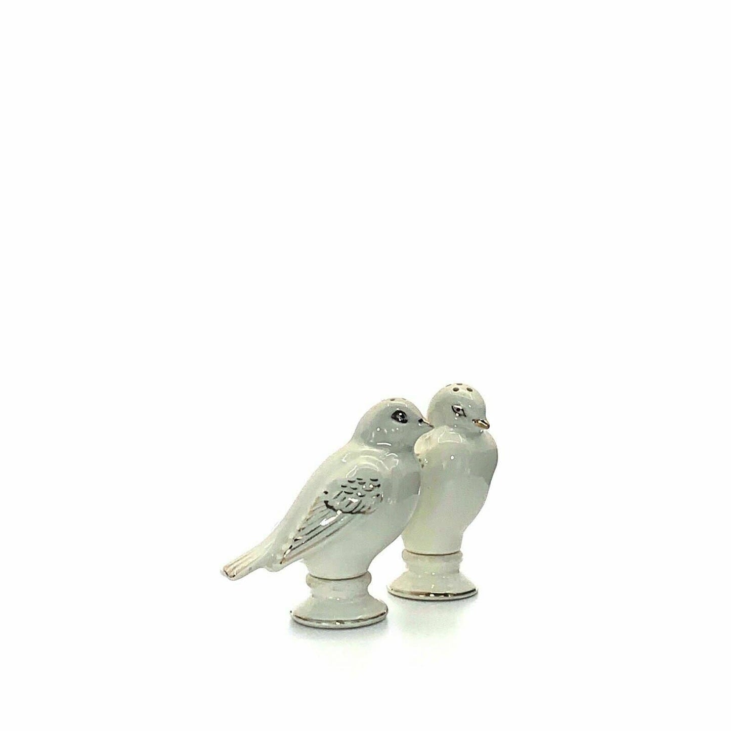 Vintage Goldcastle Ivory Songbird Salt & Pepper Shakers Set Gold Accents