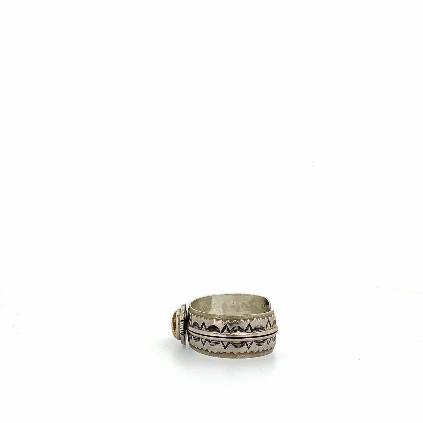 Oscar Alexius Native Navajo Vintage Sterling Silver Petrified Wood Cuff Bracelet