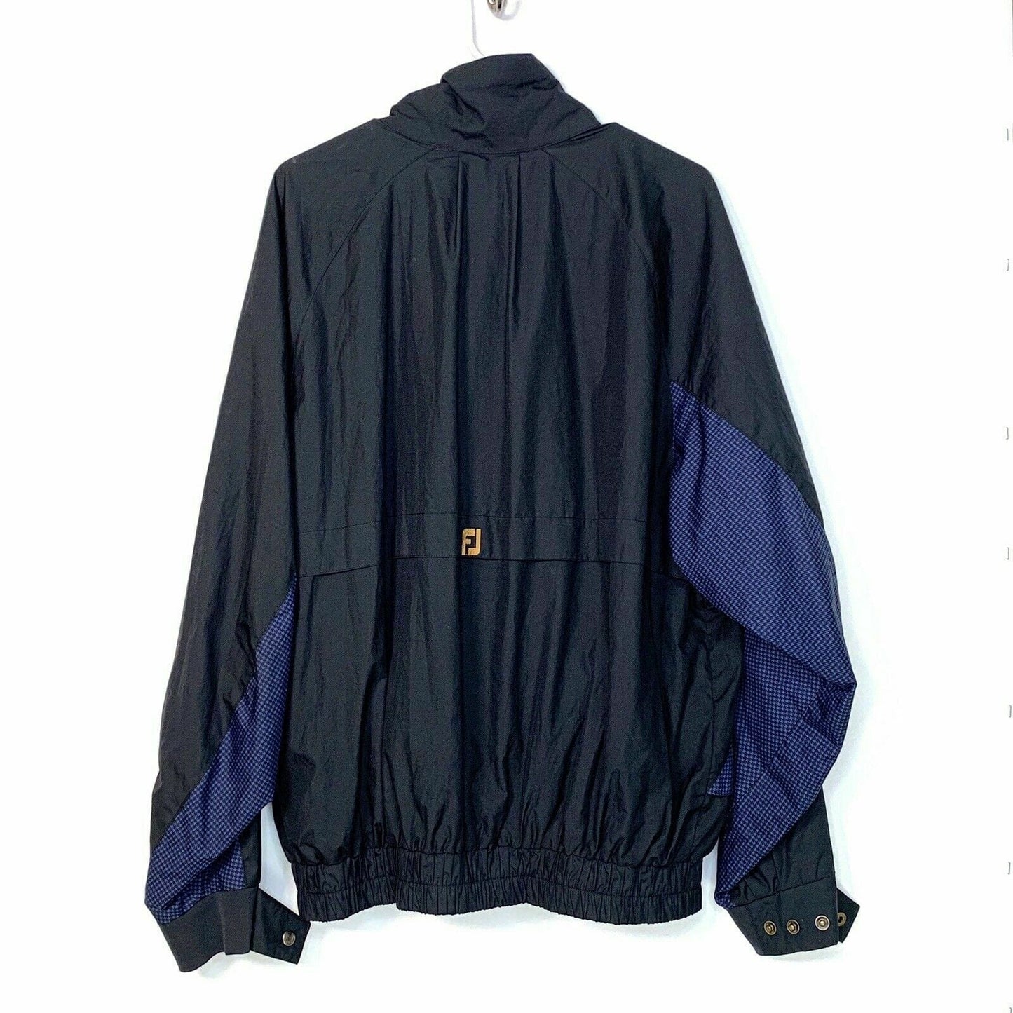 FootJoy DryJoys Mens Windbreaker Size Large Black Purple Golf Jacket Houndstooth
