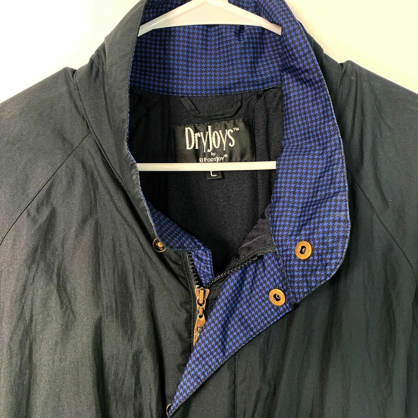 FootJoy DryJoys Men's Windbreaker - Black/Purple Houndstooth - Size L - Golf Jacket