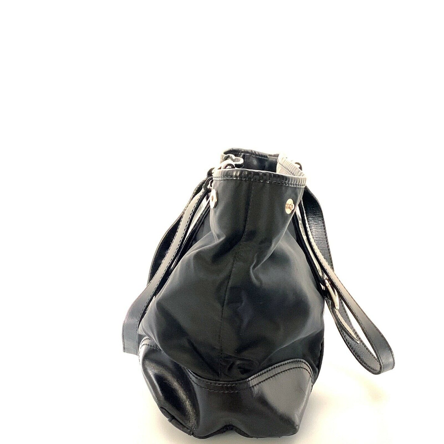 PRADA Women’s Nylon/Leather Expandable Shoulder Tote | Nero (Black) | L | Inner Snaps | Pre-Owned