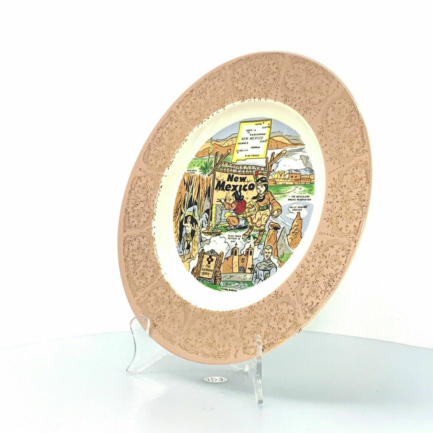 State Of New Mexico Souvenir Collectible Plate, White - 9.5”