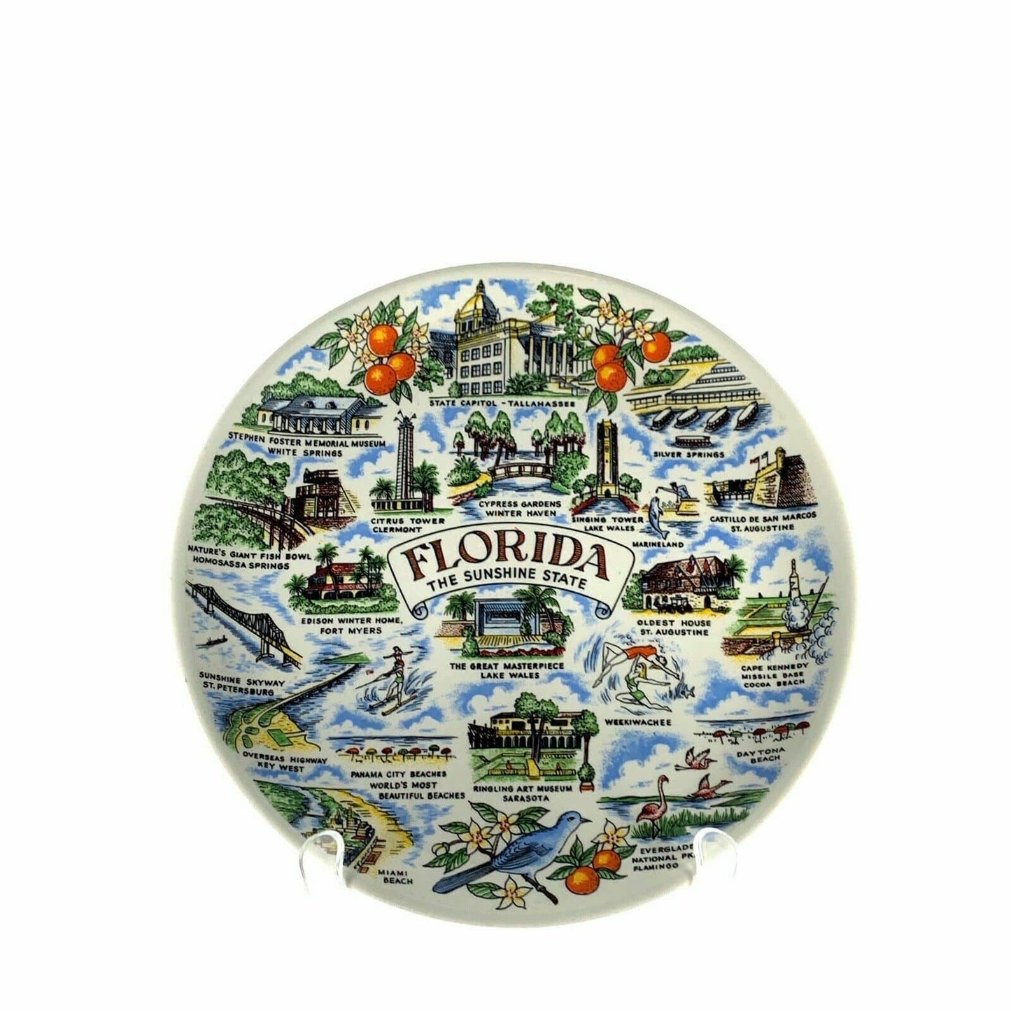 State Of Florida Souvenir Collectible Plate, White - 9.5”