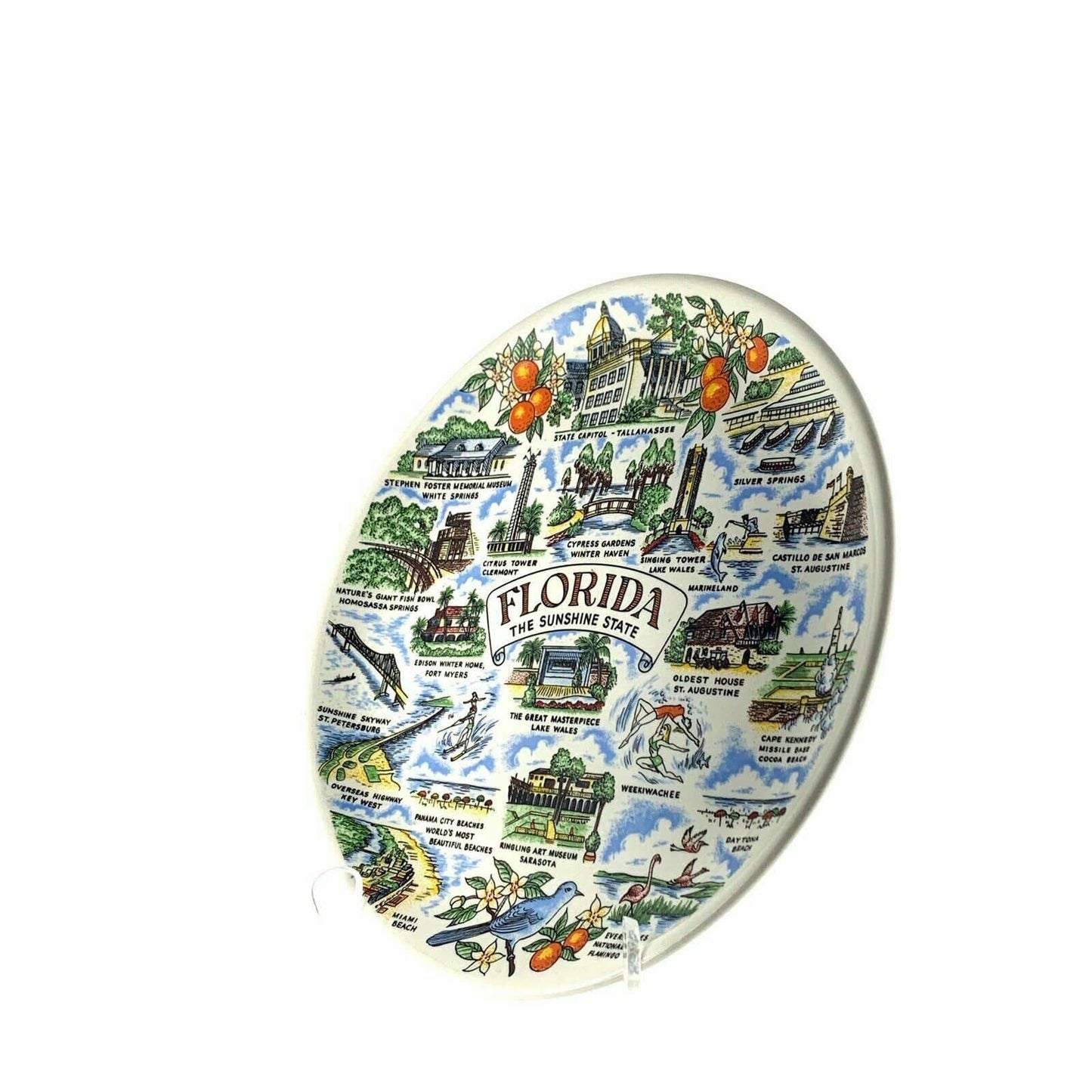 State Of Florida Souvenir Collectible Plate, White - 9.5”