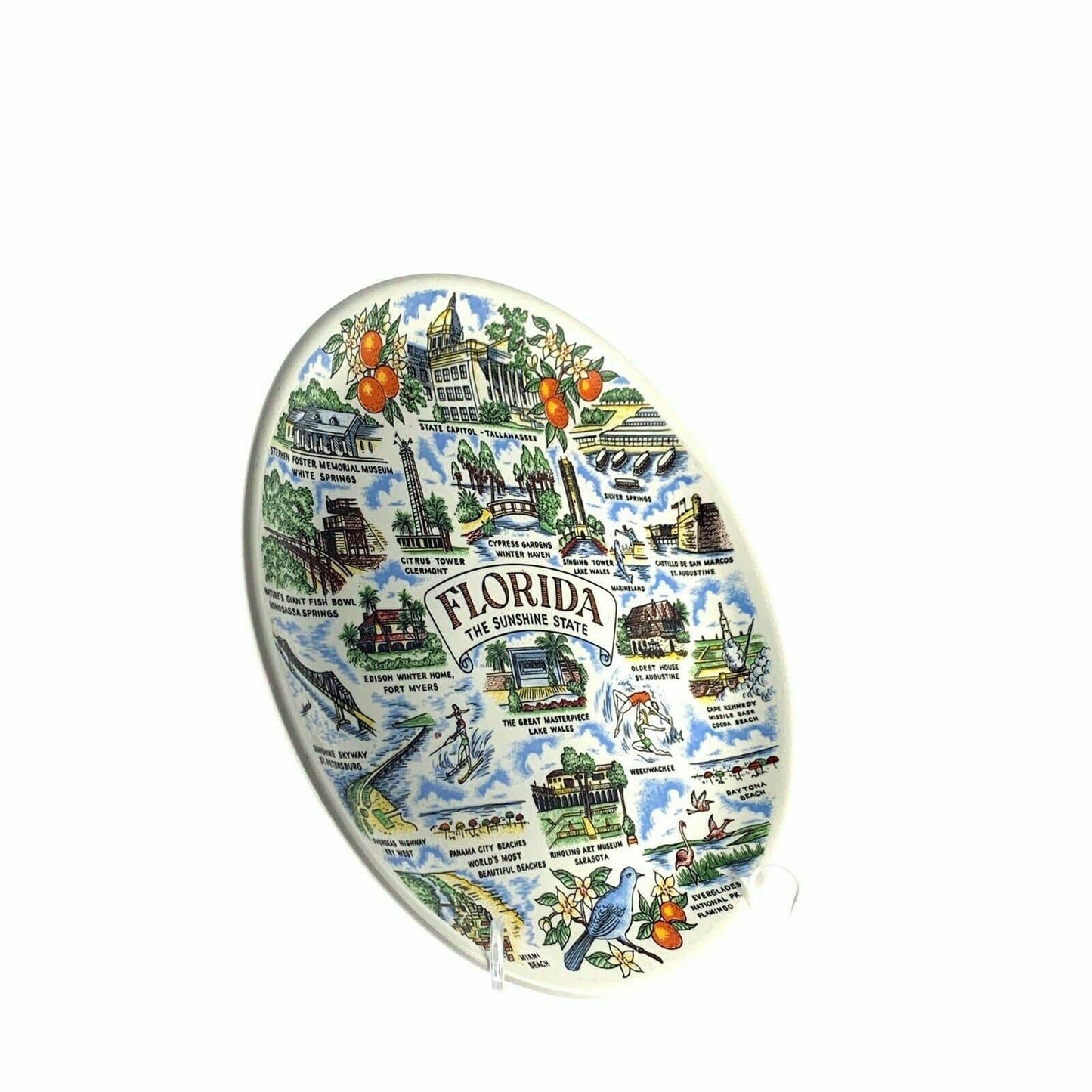 State Of Florida Souvenir Collectible Plate, White - 9.5”