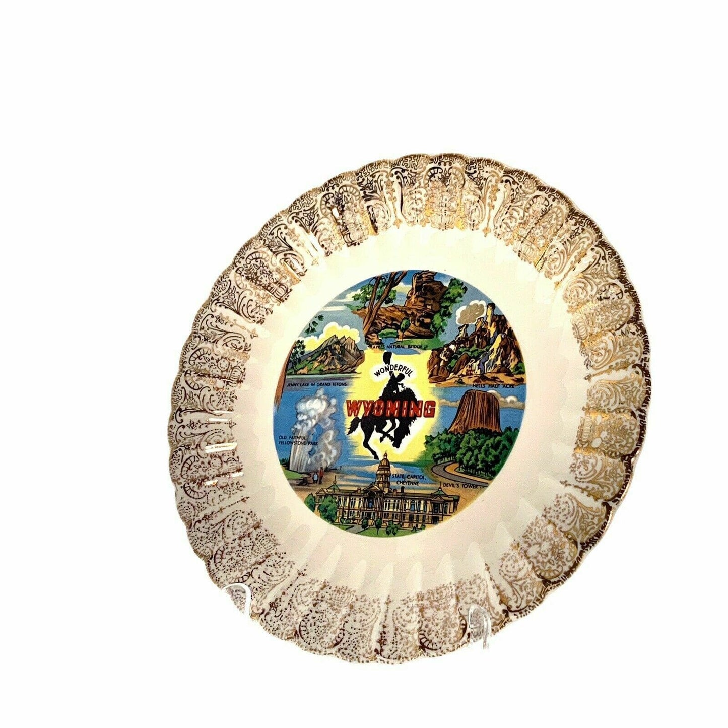 State Of Wyoming Souvenir Collectible Plate, White - 9.5”